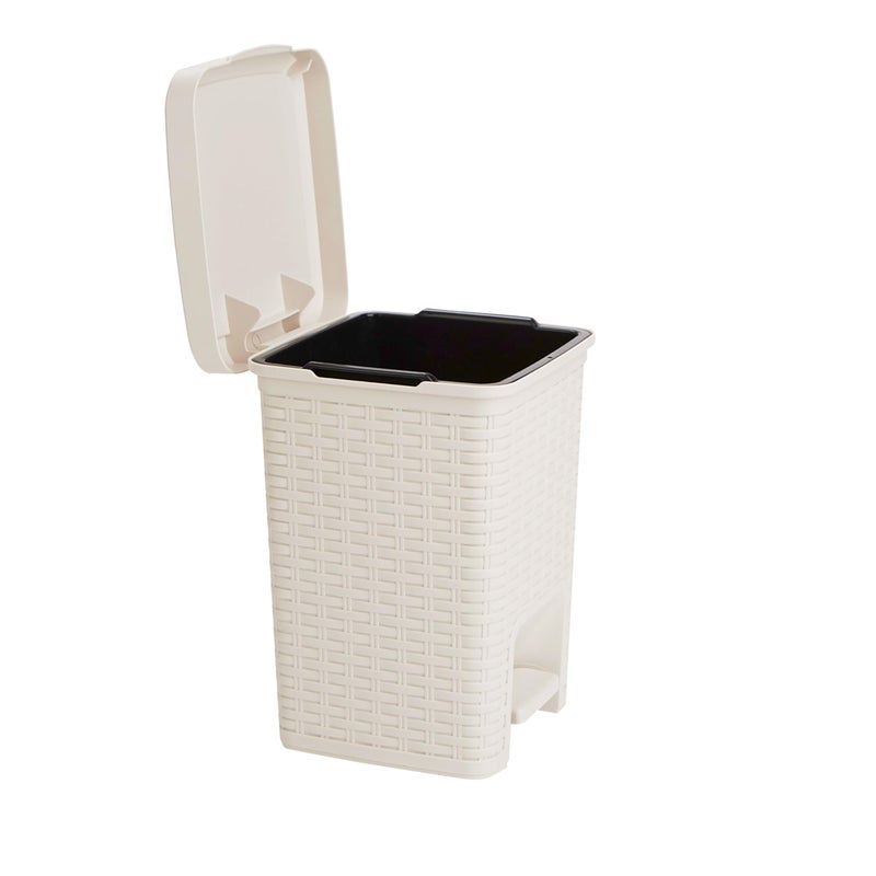 Mind Reader Trash Can, 5.5L (1.5 gal) Capacity, Bathroom Decor, Hands Free Lid, Square, 7.75" L x 7.75" W x 11" H, Ivory - Image 1